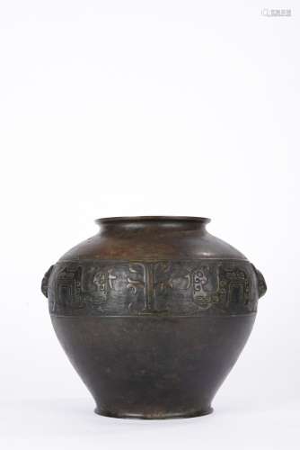 Chinese Qing Period bronze Archaistic Pattern Vessel