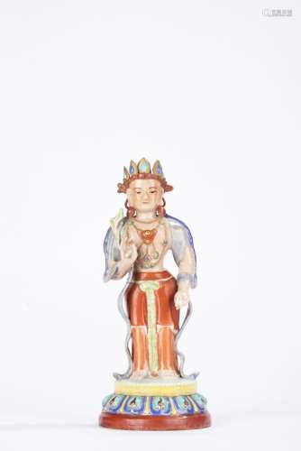 Chinese Qing Period Famille Rose statue of Guanyin