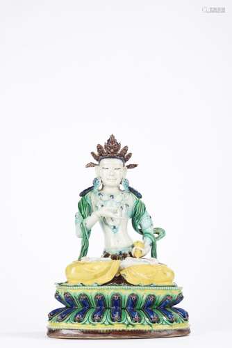 Chinese Sancai Glaze Vajrasattva Seated Statue