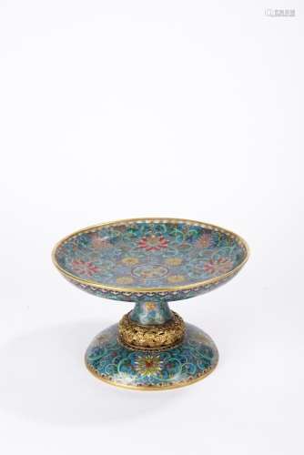 Chinese Qing Period Cloisonne Enamel Gilt Stemcup