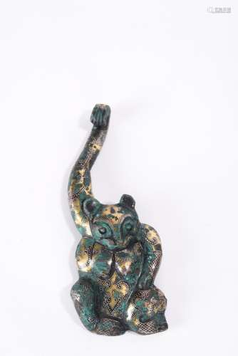 Chinese Copper Gold and silver Inlaid 'Bear' Hook