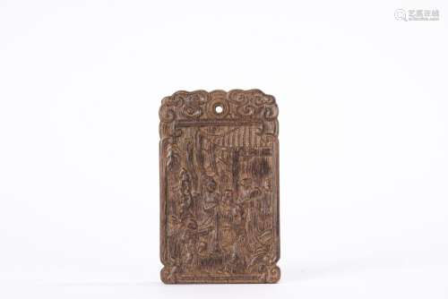 Chinese Qing Period Agarwood Lady Figure Plaque