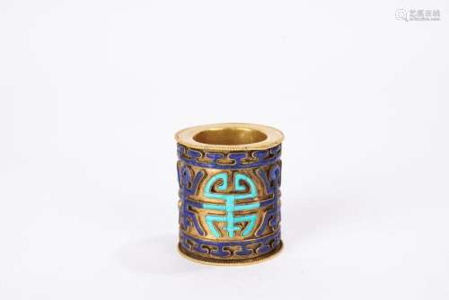 Chinese Lapis Lazuli Turquoise Inlaid Archer's Ring