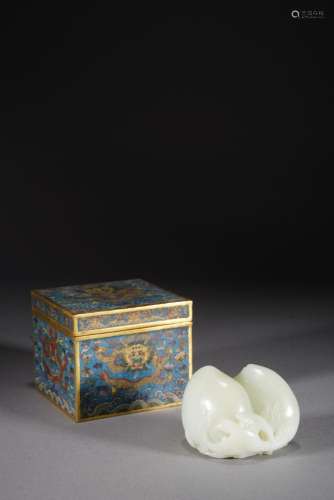 Chinese Qing Period white jade longevity peach brushrest