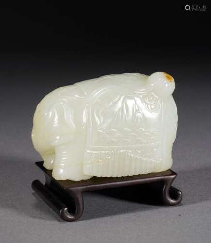 Chinese Qing Period White Jade Elephant