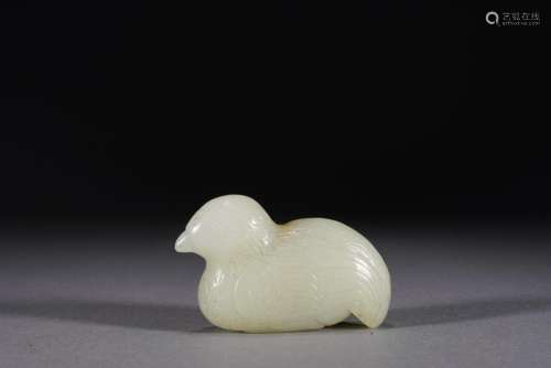 Chinese Qing Period white jade bird ornament