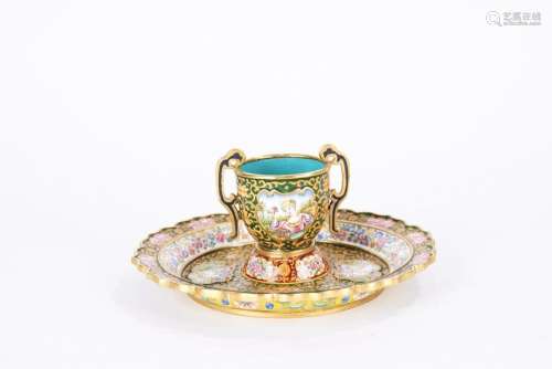 Chinese Canton enamel Western figure Cup
