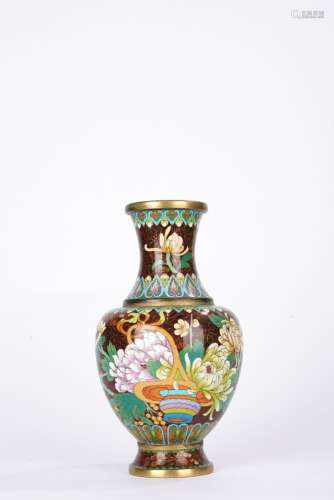 Chinese 20th C. Cloisonne Enamel Chrysanthemum Vase