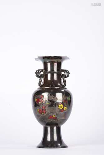Chinese 20th C. Silver and Coloured Vase