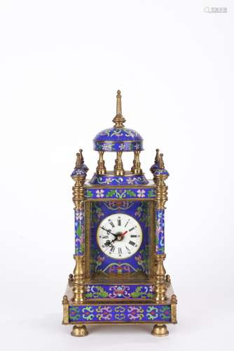Chinese Post 1950s Enamel Gilt Mantel clock
