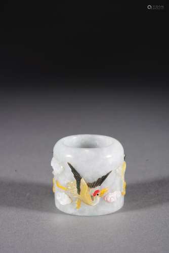 Chinese Qing Period Jadeite Archer's Ring