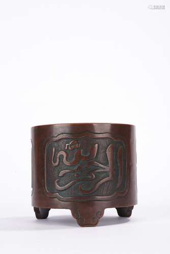 Chinese Bronze Tripod Cylindrical Censer