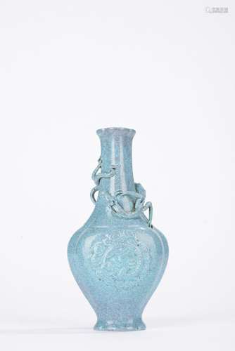 Chinese Qing Robin Egg Glazed Chilong Vase