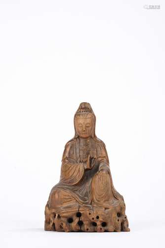 Chinese Qing Period wood Kwan Yin Statue