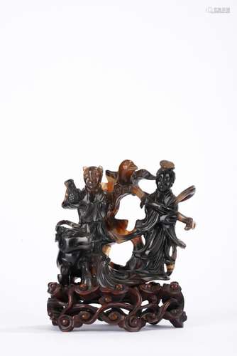 Chinese Qing Period Agate Figural Carving