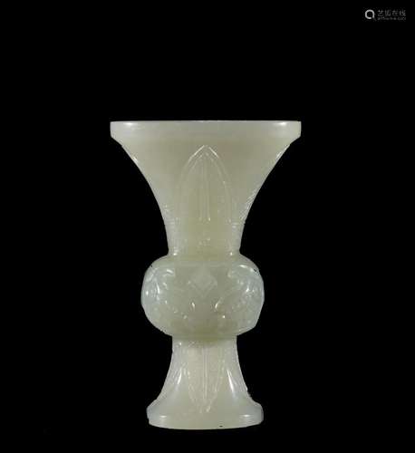 Chinese Qing white jade Gu Vase