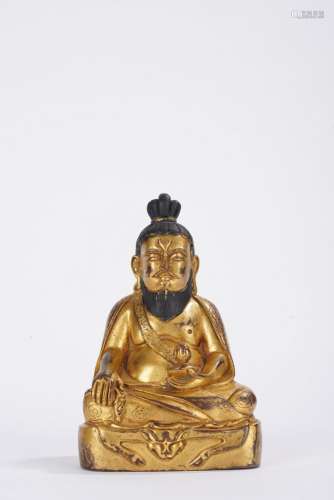 Sino Tibetan Gilt Bronze of Jambhala