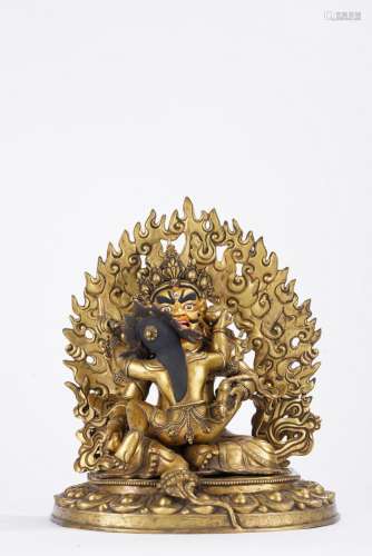 Tibetan gilt-bronze seated statue of the Bodhisattva