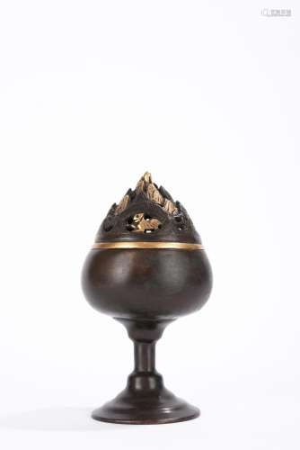 Chinese Qing Gilt Bronze Boshan Censer