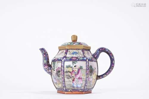 Chinese Enamel Yixing Zisha Ewer