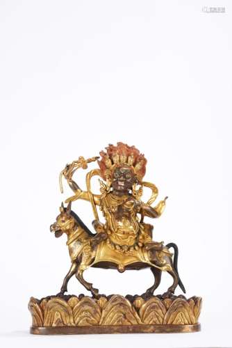 A Gilt Bronze Sitting Statue of Palden Lhamo