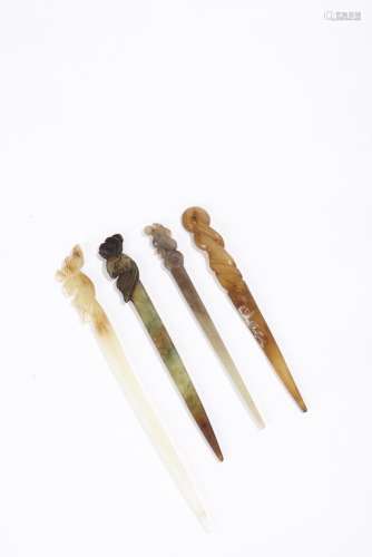 A Group of Chinese Agate and Jade Hairpins