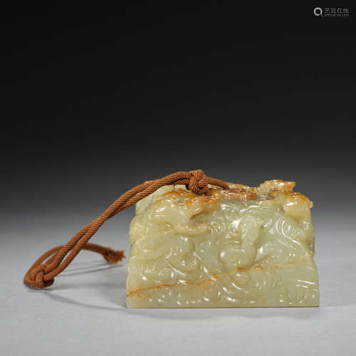 A celadon jade seal,Qing dynasty