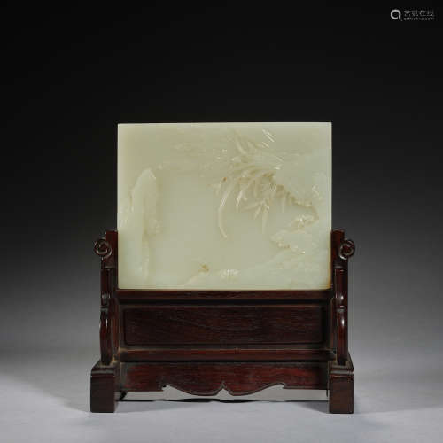 A white jade screen Qing dynasty