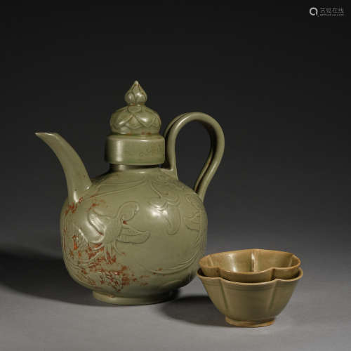 Wine pot and cups,set of three,Liao dynasty