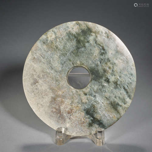 A dark green jade bi disc, Liangchu culture