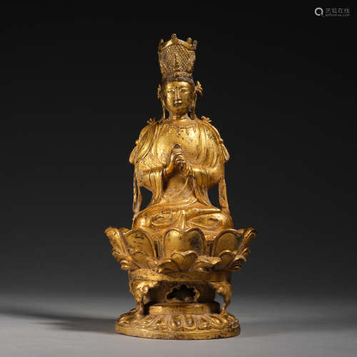 A gilt copper alloy figure of buddha,Liao dynasty
