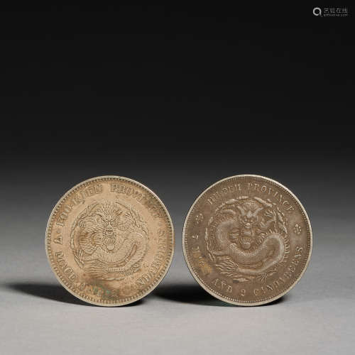 Ancient Chinese pure silver coin,Qing dynasty,set of two