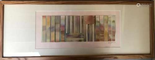 FRAMED WATERCOLOR ON PAPER ABSTRACT SIGNED BY PIERO