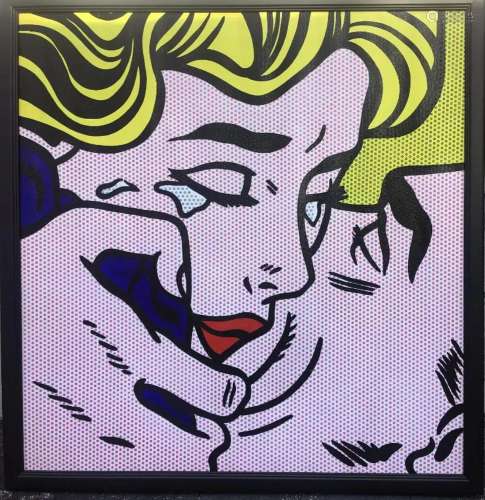 OIL ON CANVAS OF CRYING LADY ROY LICHTENSTEIN IN STYLE