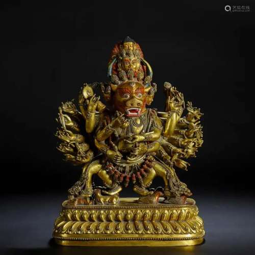 TIBETAN GILT BRONZE SAMANTAKE BUDDHA