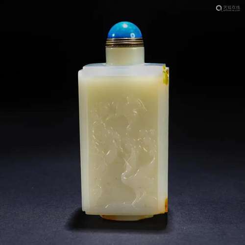 CHINESE WHITE JADE SNUFF BOTTLE