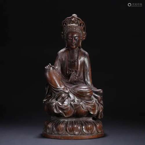 CHINESE EAGLEWOOD SEATED GUANYIN