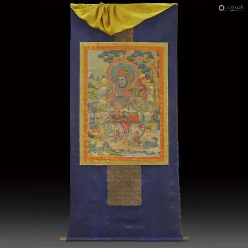 TIBETAN THANGKA OF BUDDHIST GUARDIAN