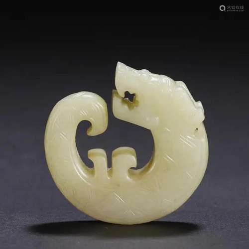 CHINESE ANCIENT JADE CIRCLE DRAGON PENDANT