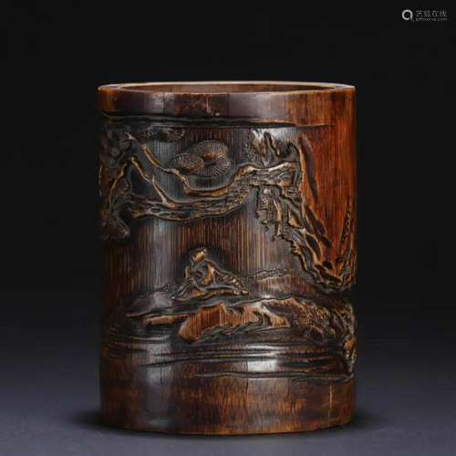 CHINESE BAMBOO SCHOLAR BRUSH POT