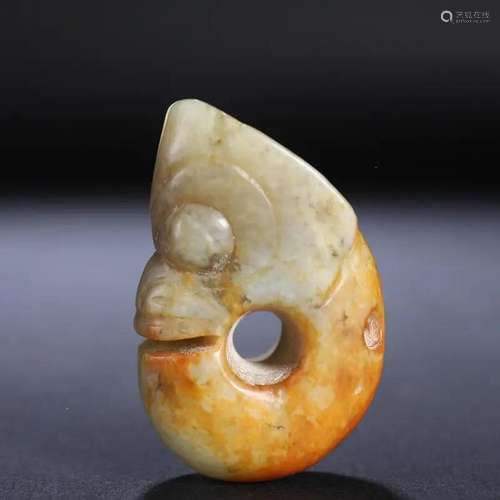 CHINESE ANCIENT JADE CIRCLE DRAGON PENDANT