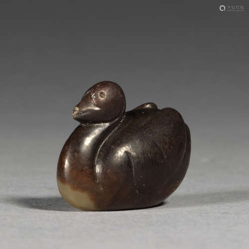 A brown jade duck, wei late Warring states period - early We...