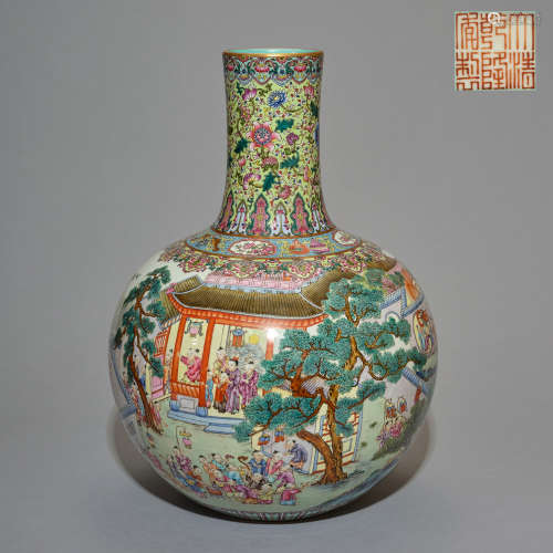 A rare large famille-rose vase, Tianqiuping, Seal mark and p...