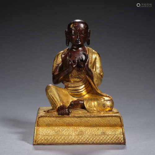 A gilt-copper alloy figure of buddha ,Qing dynasty