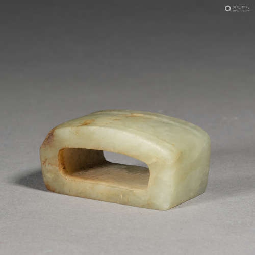 A brown jade archaistic scabbard slide,  late Warring states...