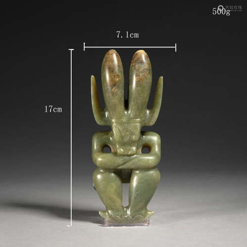 A very rare jade 'humanoid figure',Neolithic period, Hongsha...