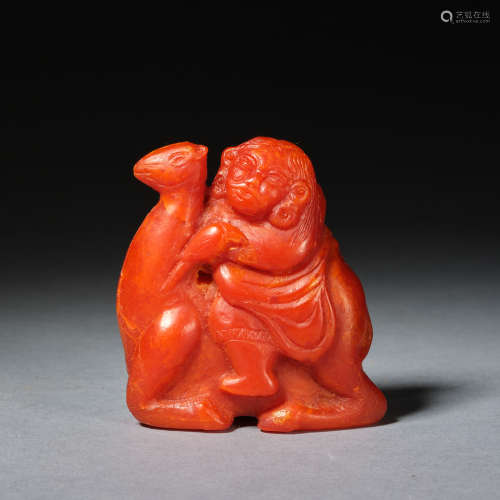 An amber 'Khitan on a camel' carving Qing dynasty