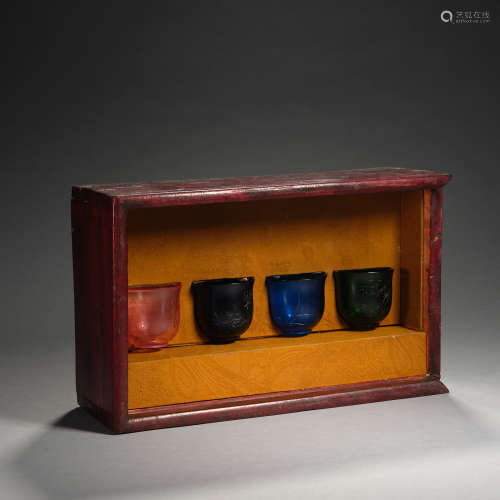 For glass tea cups with a box, Qing dynasty