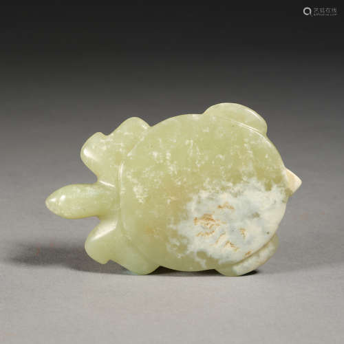 superbly carved celadon jade tortoise-shaped pendant Neolith...