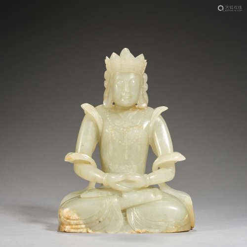 A jade figure of buddha ,Qing dynasty